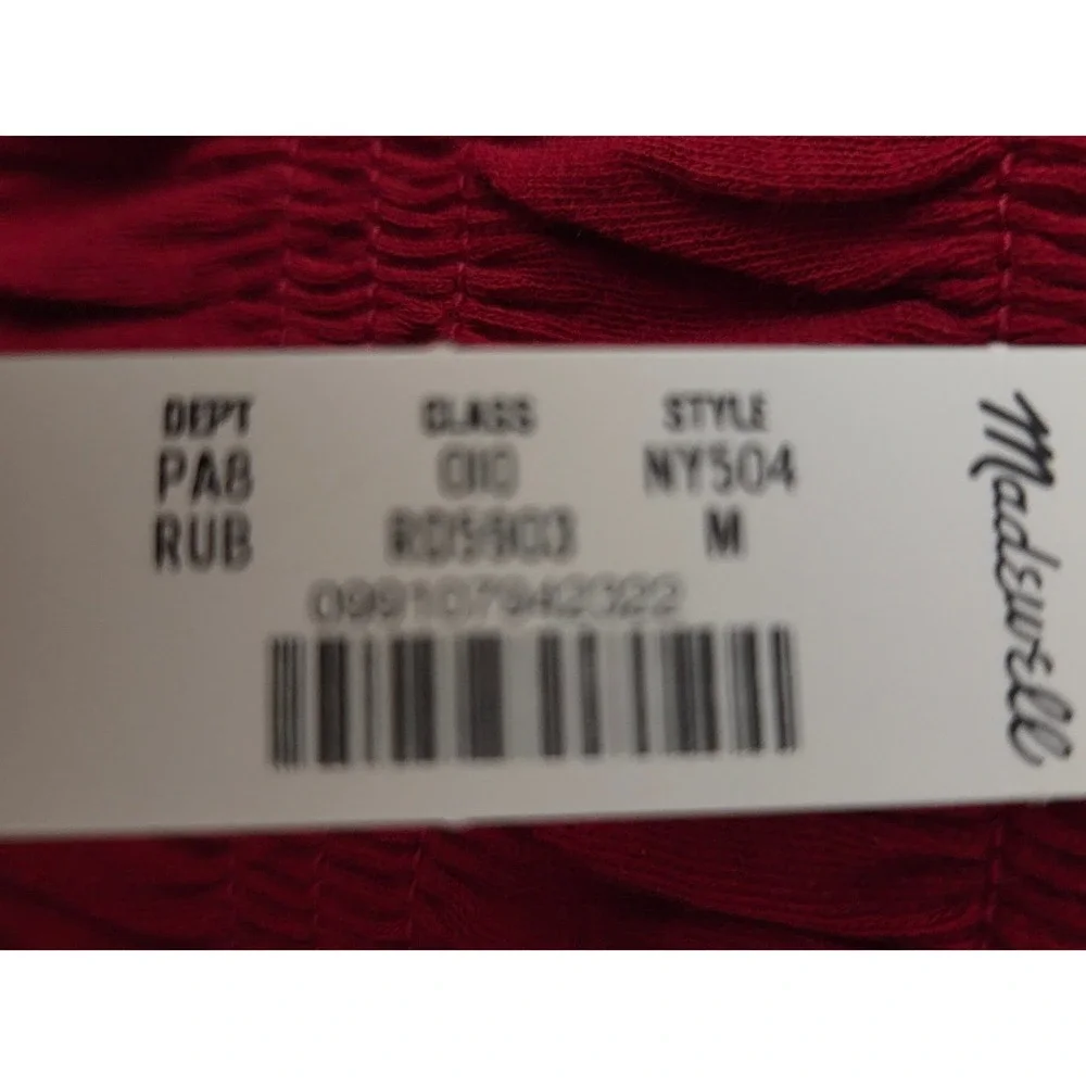 Madewell Smocked Boatneck Top Womens Medium Ruby Red NWT $88 NY504‎